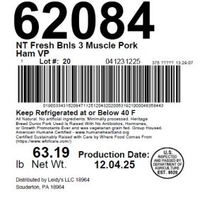 NT Fresh Bnls 3 Muscle Pork Ham VP