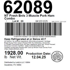 NT Fresh Bnls 3 Muscle Pork Ham Combo