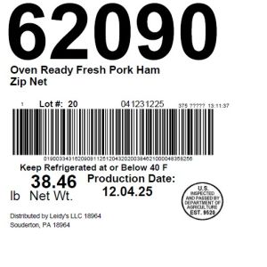 Oven Ready Fresh Pork Ham Zip Net