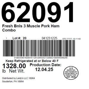 Fresh Bnls 3 Muscle Pork Ham Combo