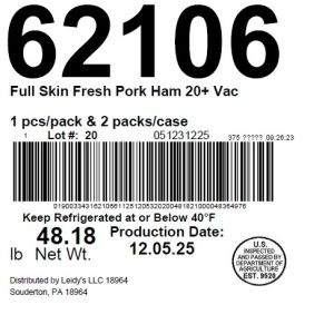 Full Skin Fresh Pork Ham 20+ Vac