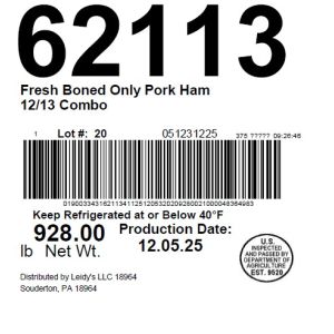 Fresh Boned Only Pork Ham 12/13 Combo