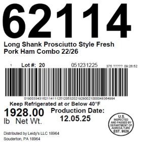 Long Shank Prosciutto Style Fresh Pork Ham Combo 22/26