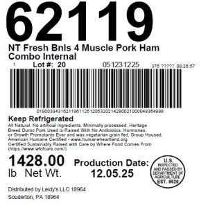 NT Fresh Bnls 4 Muscle Pork Ham Combo Internal