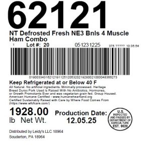 NT Defrosted Fresh NE3 Bnls 4 Muscle Ham Combo