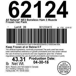 All Natural* NE3 Boneless Ham 3 Muscle