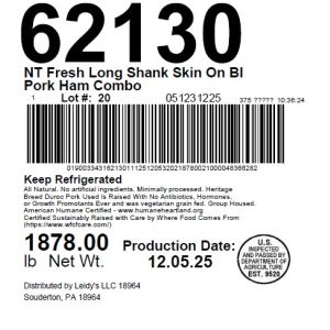 NT Fresh Long Shank Skin On BI Pork Ham Combo