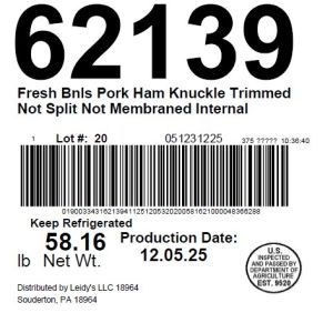 Fresh Bnls Pork Ham Knuckle Trimmed Not Split Not Membraned Internal