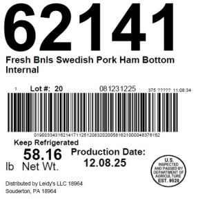 Fresh Bnls Swedish Pork Ham Bottom Internal