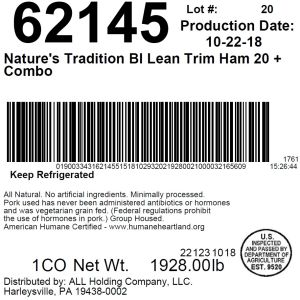 Nature's Tradition BI Lean Trim Ham 20 +