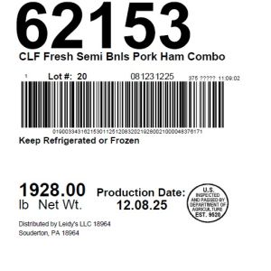CLF Fresh Semi Bnls Pork Ham Combo