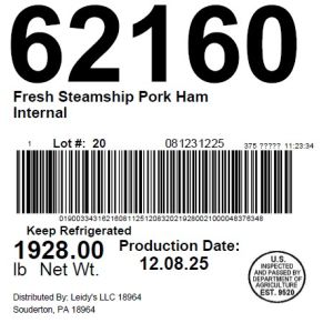 Fresh Steamship Pork Ham Internal