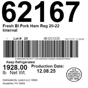 Fresh BI Pork Ham Reg 20-22 Internal