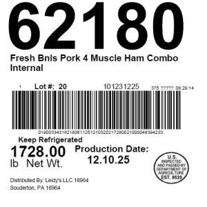 Fresh Bnls Pork 4 Muscle Ham Combo Internal