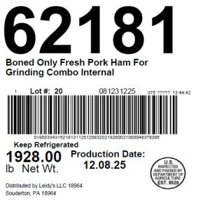 Boned Only Fresh Pork Ham For Grinding Combo Internal