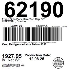 Fresh Bnls Pork Ham Top Cap Off INTERNAL, Combo