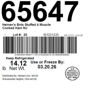 Heinen's Bnls Stuffed 4 Muscle Cooked Ham NJ