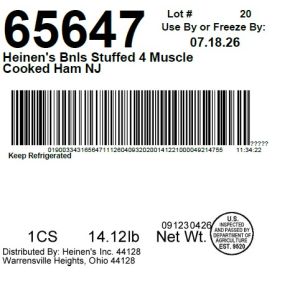 Heinen's Bnls Stuffed 4 Muscle Cooked Ham NJ