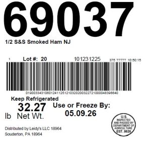 1/2 S&S Smoked Ham NJ