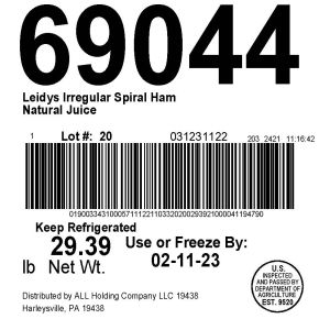 Irregular Spiral Ham with Natural Juices