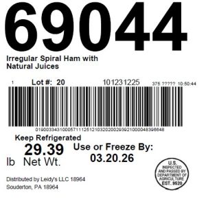 Irregular Spiral Ham with Natural Juices