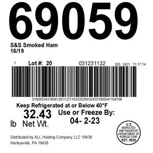 S&S Smoked Ham 16/19