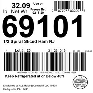 1/2 Spiral Sliced Ham NJ Glaze Packet Included