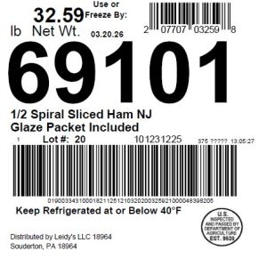 1/2 Spiral Sliced Ham NJ Glaze Packet Included