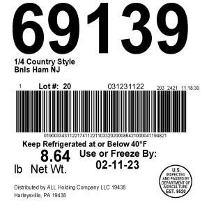 1/4 Country Style Bnls Ham NJ