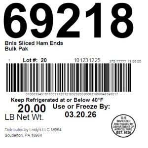 Bnls Sliced Ham Ends Bulk Pak