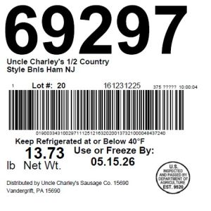 Uncle Charley's 1/2 Country Style Bnls Ham NJ