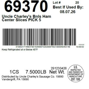 Uncle Charley's Bnls Ham Center Slices PICK 5