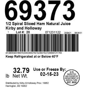 Kirby and Holloway 1/2 Spiral Sliced Ham NJ