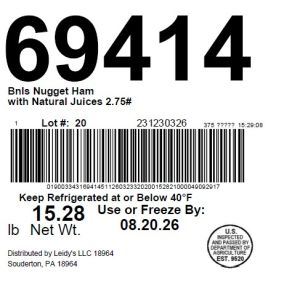 Bnls Nugget Ham with Natural Juices 2.75#
