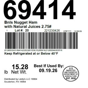 Bnls Nugget Ham with Natural Juices 2.75#