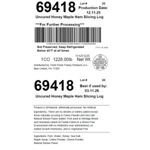 Uncured Honey Maple Ham Slicing Log