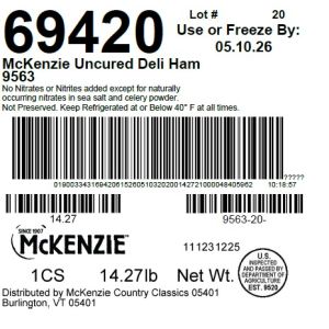 McKenzie Uncured Deli Ham 9563