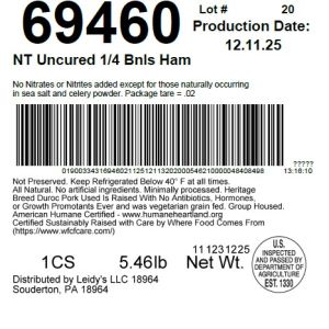 NT Uncured 1/4 Bnls Ham