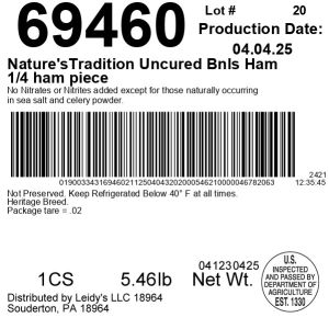 NT Uncured 1/4 Bnls Ham