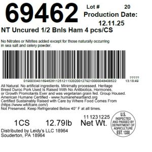 NT Uncured 1/2 Bnls Ham 4 pcs/CS