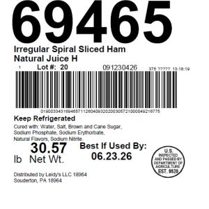 Irregular Spiral Sliced Ham Natural Juice H
