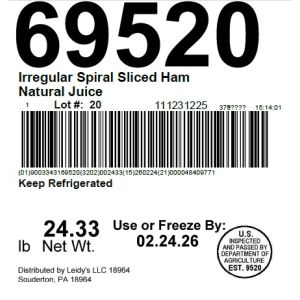 Irregular Spiral Sliced Ham Natural Juice