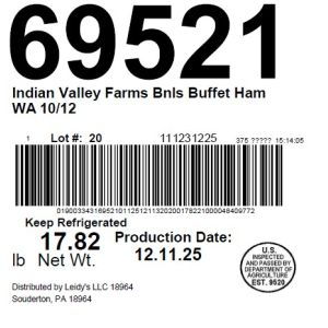 Indian Valley Farms Bnls Buffet Ham WA 10/12