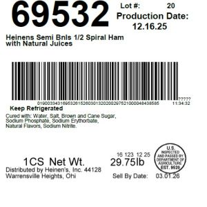 Heinens Semi Bnls 1/2 Spiral Ham with Natural Juices