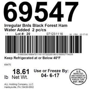 Irregular Bnls Black Forest Ham WA 2 pc/cs
