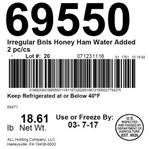 Irregular Bnls Honey Ham WA 2 pc/cs