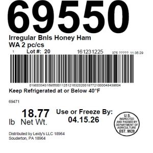 Irregular Bnls Honey Ham WA 2 pc/cs