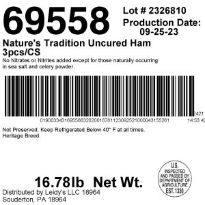 NT Uncured Bnls Ham 4 pc/cs