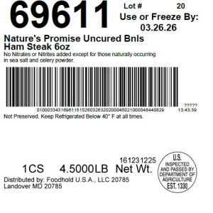 Nature's Promise Uncured Bnls Ham Steak 6oz