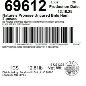 Nature's Promise Uncured Bnls Ham 2 pcs/cs